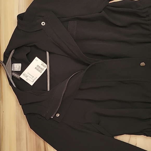 H&M NWT 3 Quarter Length Utility Hooded Black Jacket - Picture 3 of 16